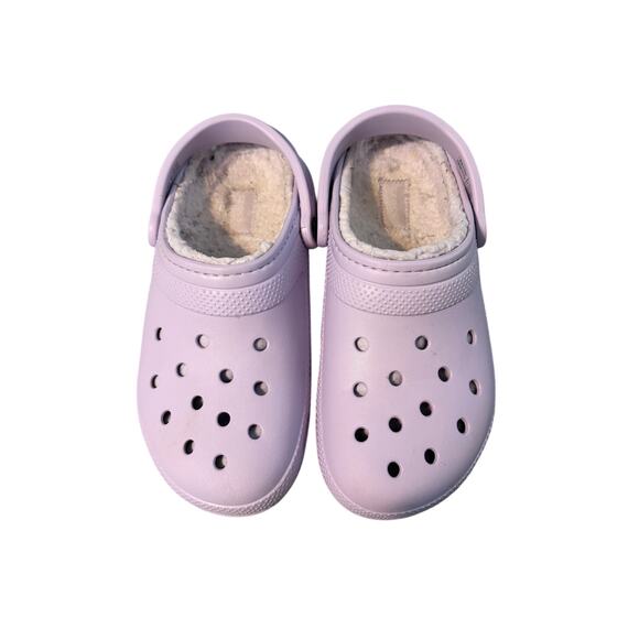 CROCS Shoes - Crocs Classic Lined Clogs Lavender Purple Fuzzy Women's 9 Cozy Casual Athleisure